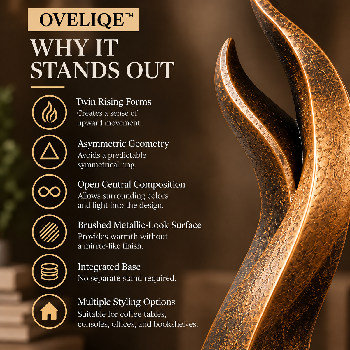 OVELIQE™ Aureline Twin Flame Sculpture
