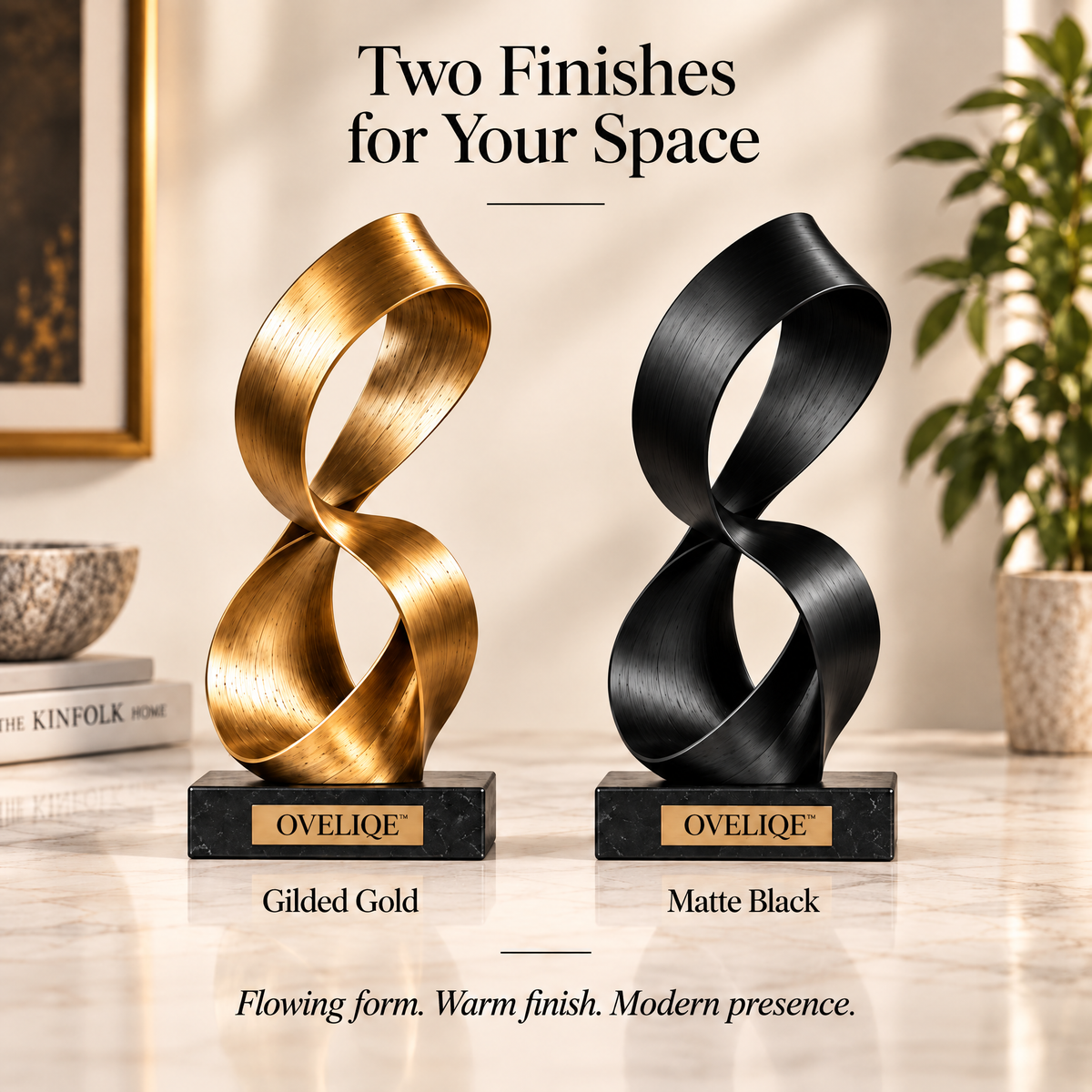 OVELIQE™ Gilded Drift Ribbon Sculpture