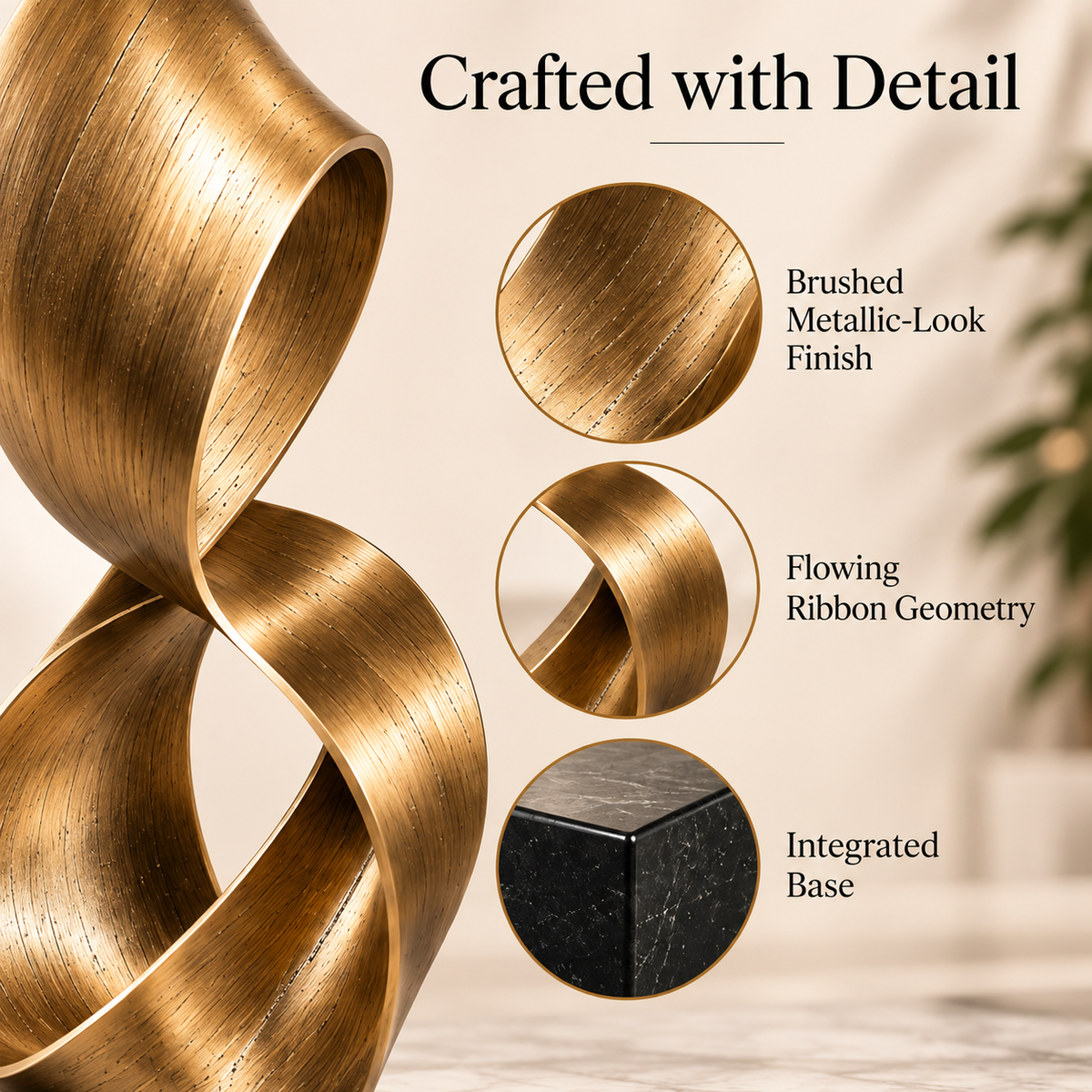 OVELIQE™ Gilded Drift Ribbon Sculpture