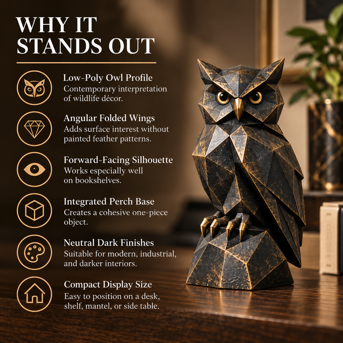 OVELIQE™ Nightwing Faceted Owl