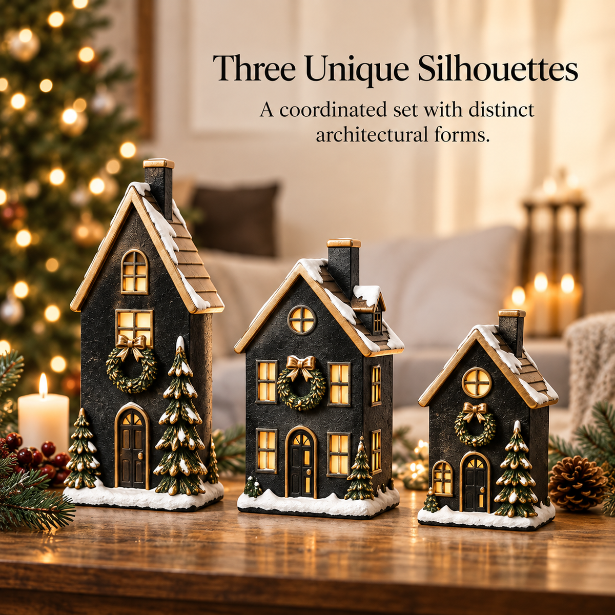 OVELIQE™ Midnight Village Christmas Trio