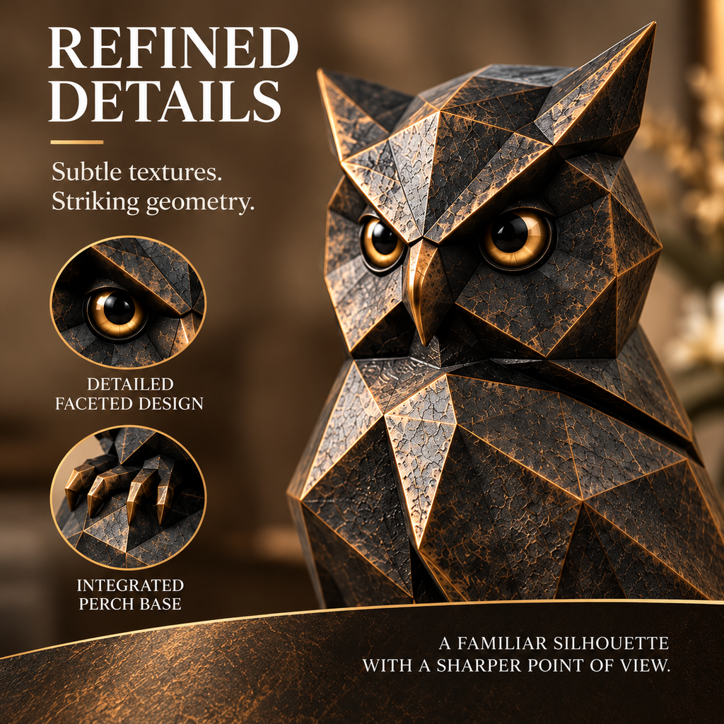 OVELIQE™ Nightwing Faceted Owl