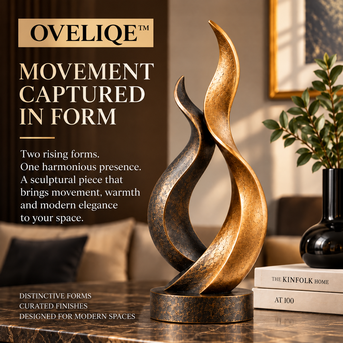 OVELIQE™ Aureline Twin Flame Sculpture