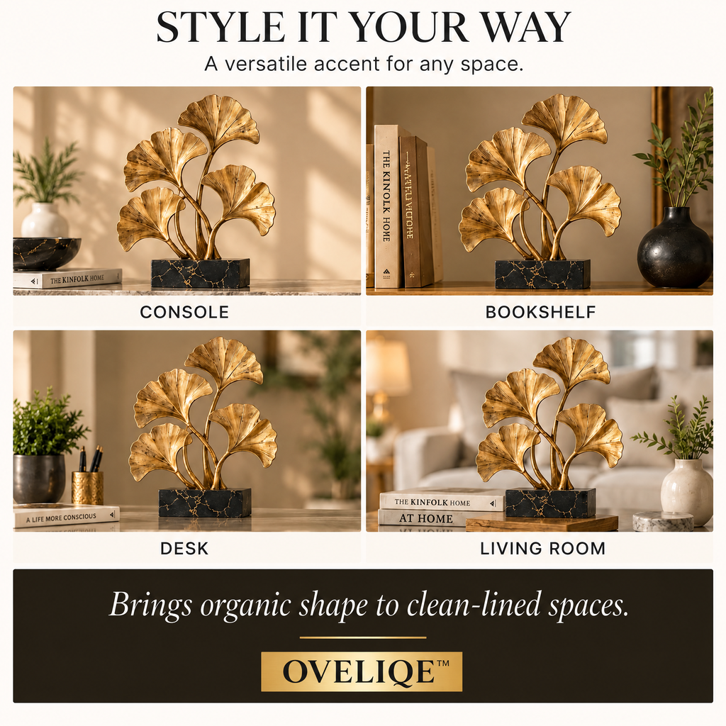 OVELIQE™ Golden Crown Ginkgo Tree Sculpture - Plant-gold-plated Leaf Desktop Decoration