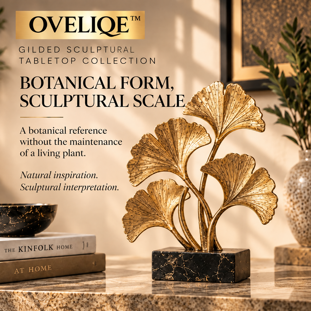 OVELIQE™ Golden Crown Ginkgo Tree Sculpture - Plant-gold-plated Leaf Desktop Decoration