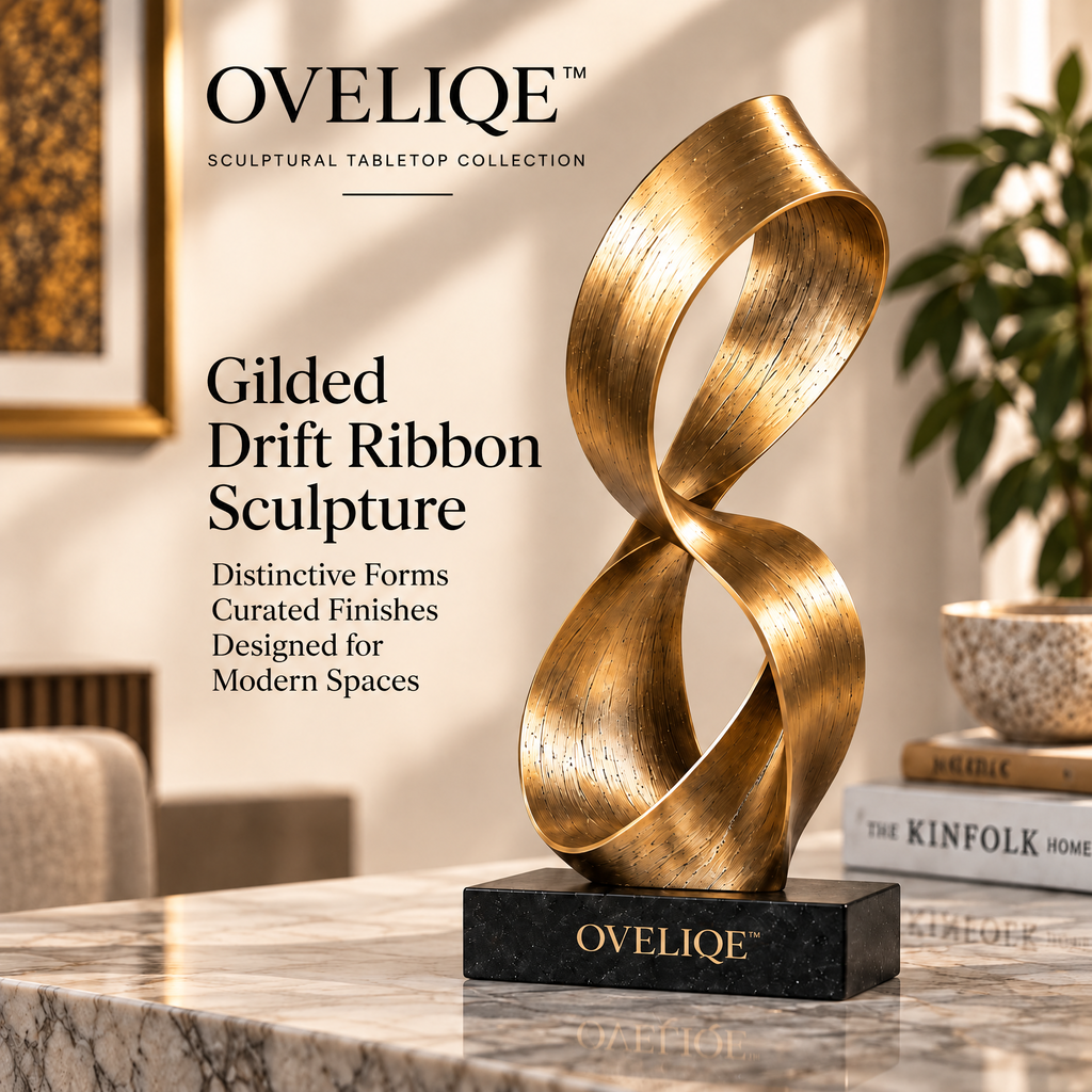 OVELIQE™ Gilded Drift Ribbon Sculpture